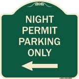 Night Permit Parking Only (With Left Arrow)