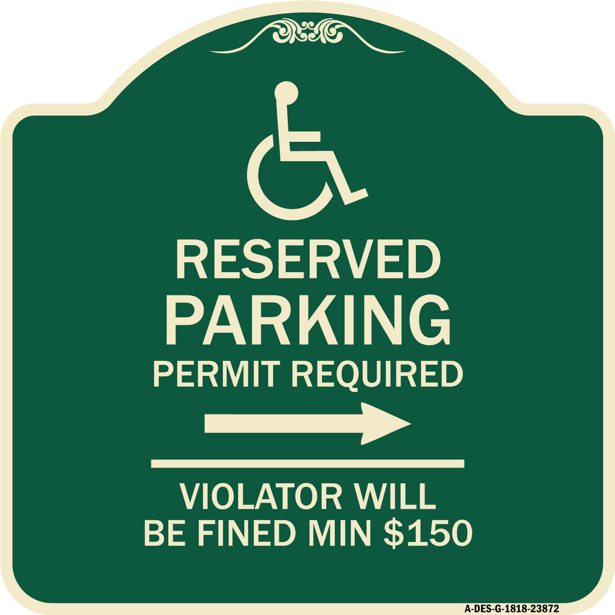 Modern Isa Symbol) Connecticut Reserved Parking Permit Required Violators Will Be Fined Min $150 (With Right Arrow)