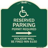 Modern Isa Symbol) Connecticut Reserved Parking Permit Required Violators Will Be Fined Min $150 (With Right Arrow)