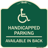 Handicapped Parking Available in Back with Graphic