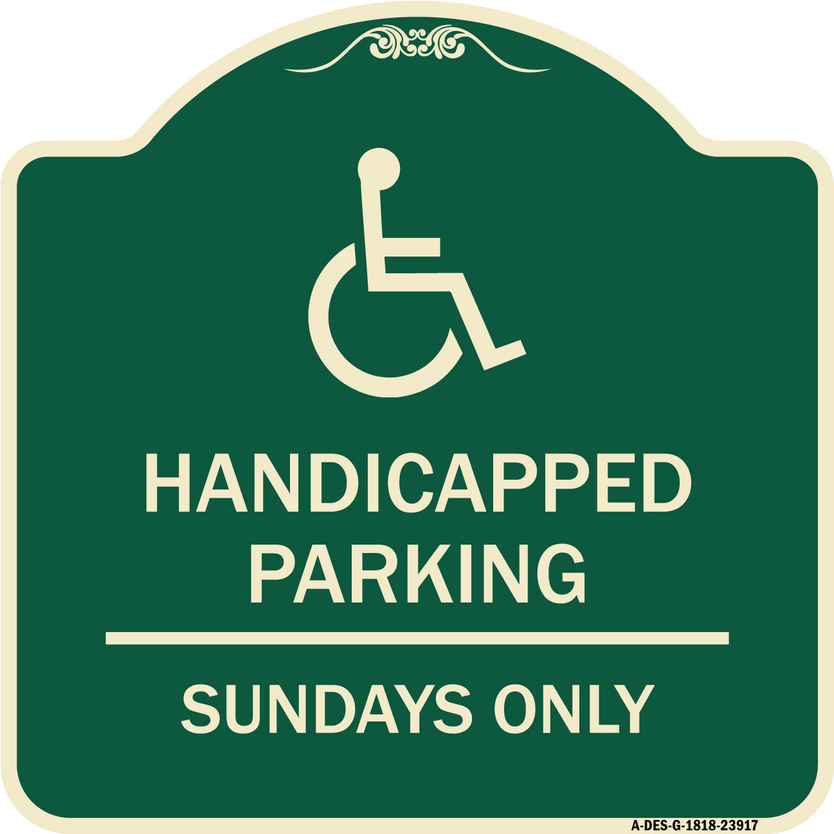 Handicapped Parking - Sundays Only (With Graphic)