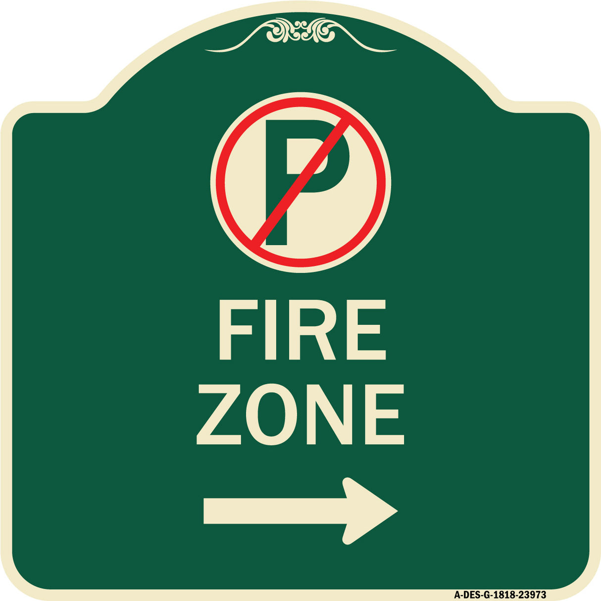 Fire Zone (No Parking Symbol and Right Arrow)