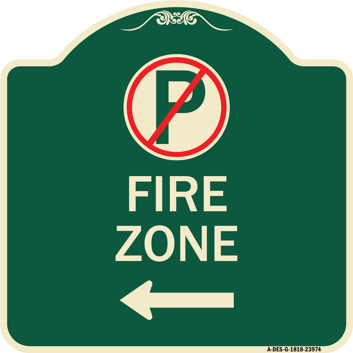 Fire Zone (No Parking Symbol and Left Arrow)