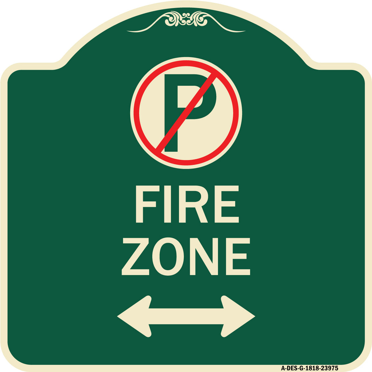 Fire Zone (No Parking Symbol and Arrow Pointing Left and Right)
