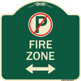 Fire Zone (No Parking Symbol and Arrow Pointing Left and Right)