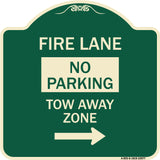 Fire Lane Tow-Away Zone with Right Arrow