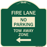 Fire Lane Tow-Away Zone with Left Arrow