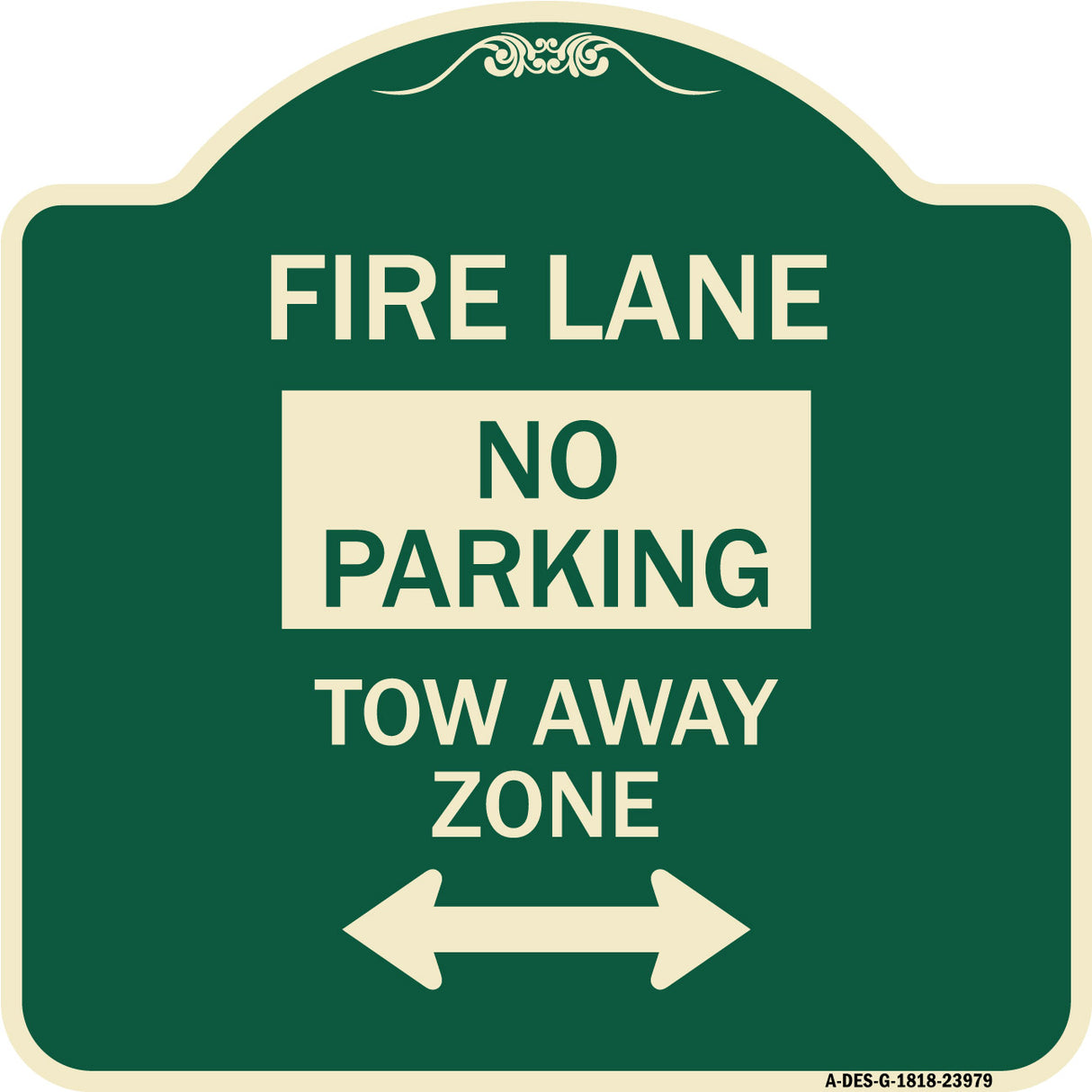 Fire Lane Tow-Away Zone with Bidirectional Arrow