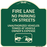 Fire Lanes No Parking on Streets Unauthorized Vehicles Towed at Owner Expense with Graphic