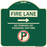 Fire Lane - No Parking or Standing Anytime (With No Parking Symbol and Right Arrow)