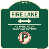 Fire Lane - No Parking or Standing Anytime (With No Parking Symbol and Bidirectional Arrow)