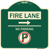 Fire Lane - No Parking (With No Parking Symbol and Right Arrow)
