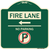Fire Lane - No Parking (With No Parking Symbol and Left Arrow)