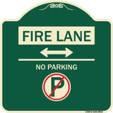 Fire Lane - No Parking (With No Parking Symbol and Bidirectional Arrow)