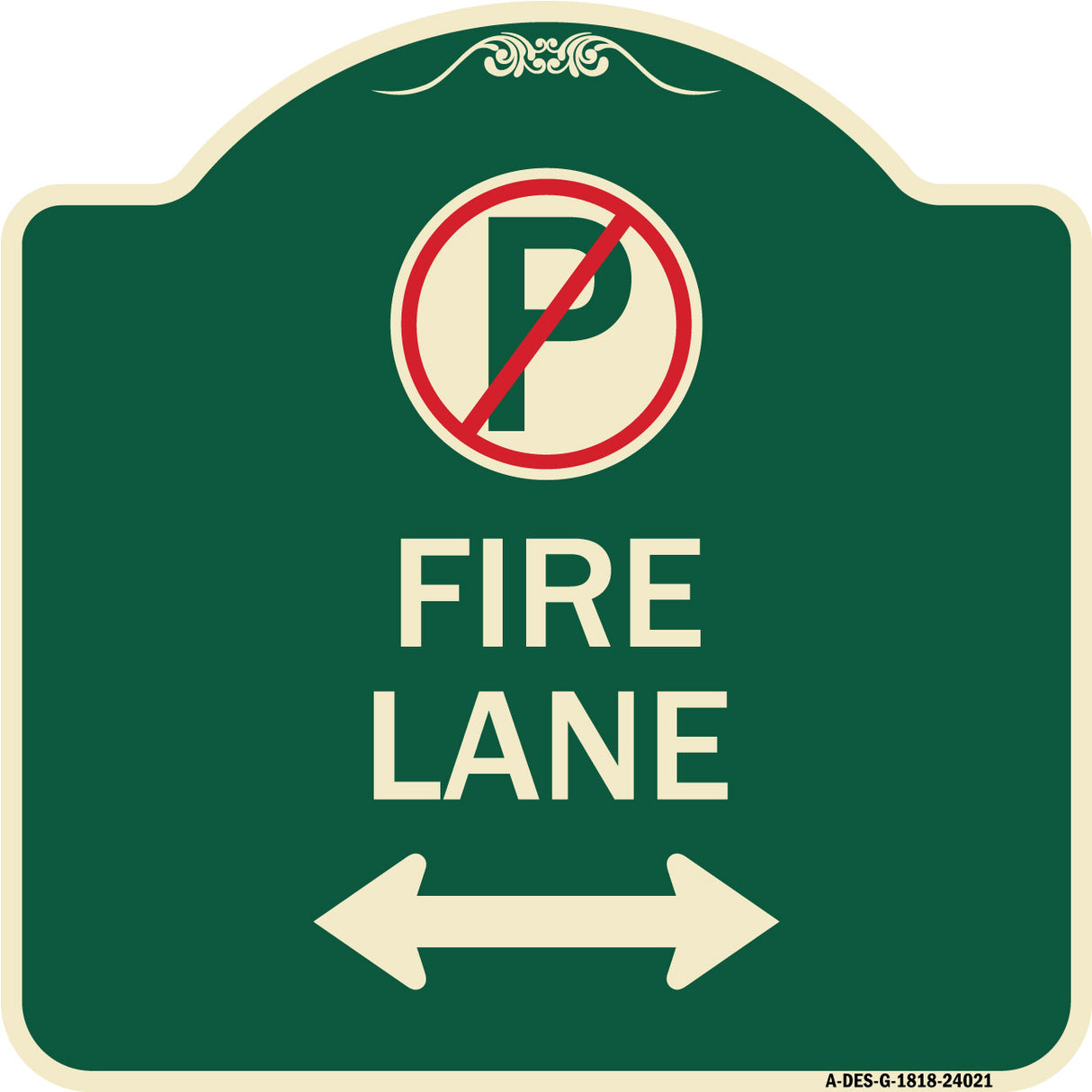 Fire Lane (No Parking Symbol and Arrow Pointing Left and Right)