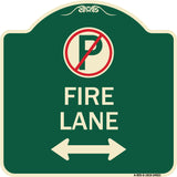 Fire Lane (No Parking Symbol and Arrow Pointing Left and Right)