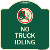 Driveway Sign No Truck Idling with Graphic