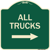Driveway Sign All Trucks with Right Arrow
