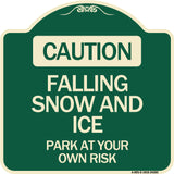 Caution Falling Snow and Ice Park at Your Own Risk