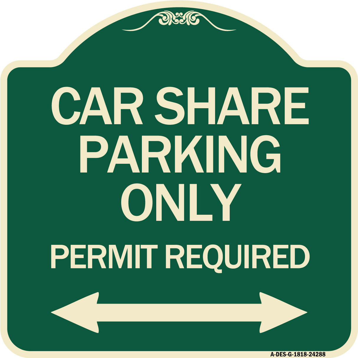 Car Share Parking Only Permit Required with Bidirectional Arrow