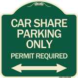 Car Share Parking Only Permit Required with Bidirectional Arrow