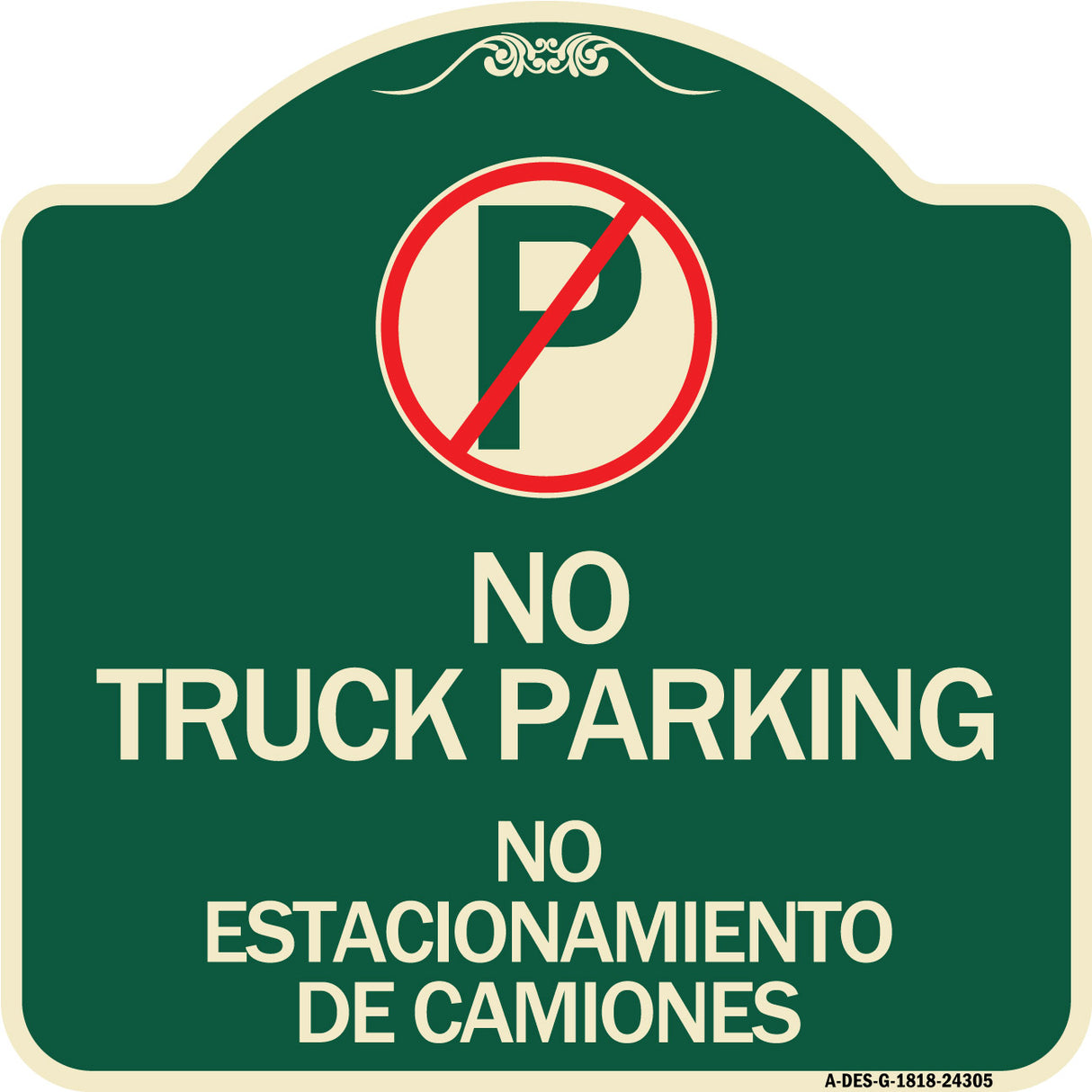 Bilingual No Parking Sign No Truck Parking No Estacionamiento De Camiones (With No Parking Symbol)