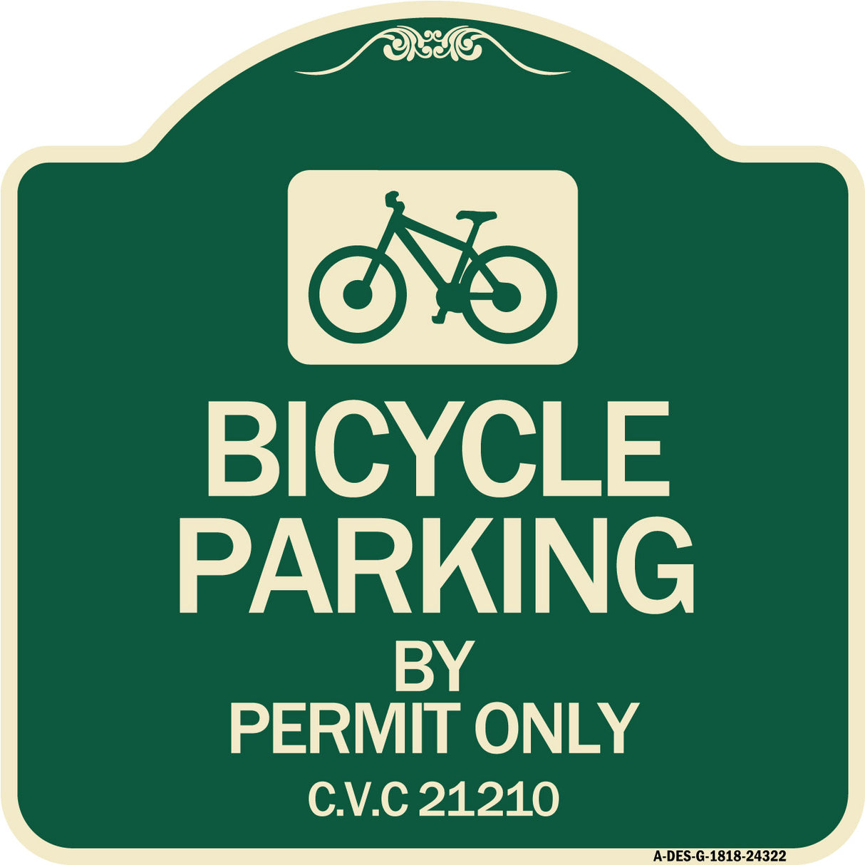 Bicycle Parking by Permit Only C.V.S. 21210 (With Bicycle Graphic)