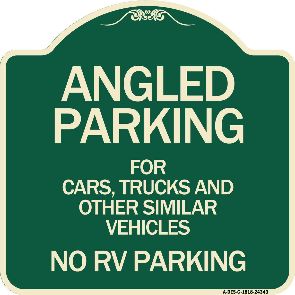Angled Parking for Cars Trucks and Similar Vehicles - No RV Parking