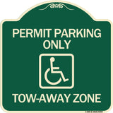 Accessible Permit Parking Only Tow-Away Zone with Symbol