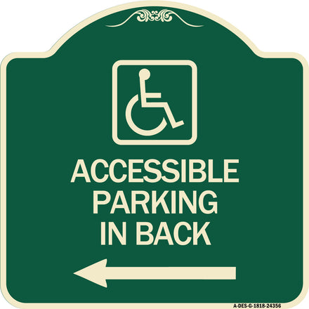 Accessible Parking on Left Arrow (With Graphic)