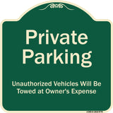 Private Parking Unauthorized Vehicles Will Be Towed At Owner Expense