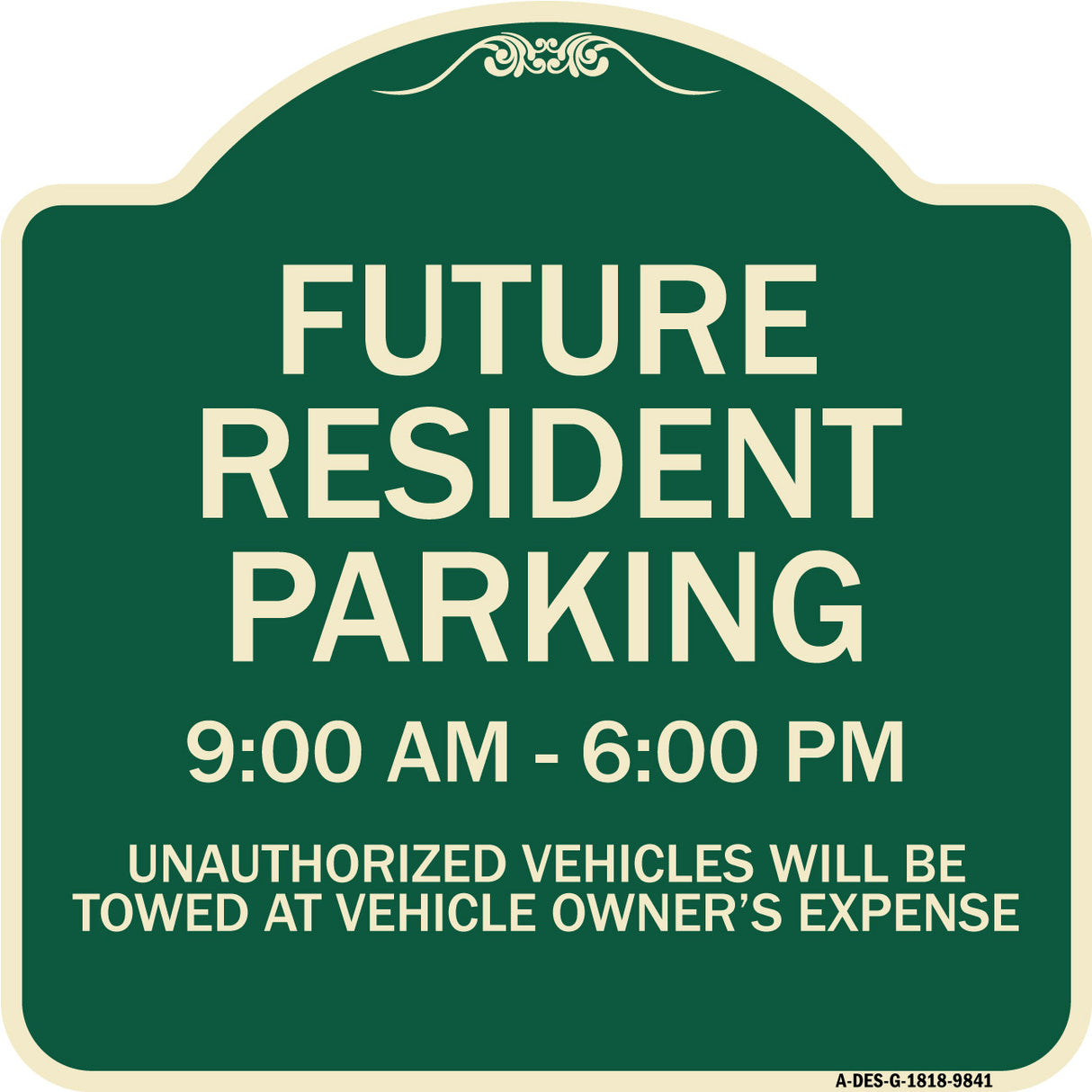 Future Resident Parking 9:00 To 6:00