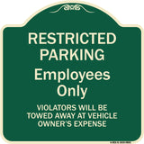 Restricted Parking Employees Only Violators Will Be Towed At Vehicle Owner's Expense