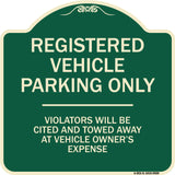 Registered Vehicle Parking Only Violators Will Be Cited And Towed Away At Vehicle Owner's Expense