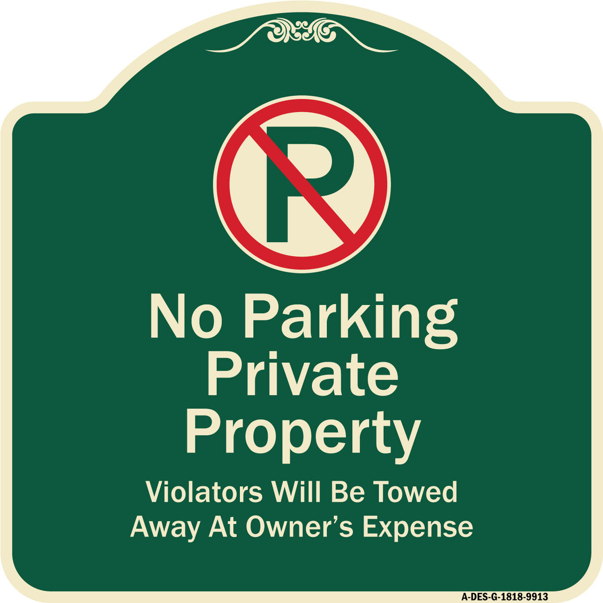 Private Property Violators Towed Away At Owner Expense With No Parking Symbol