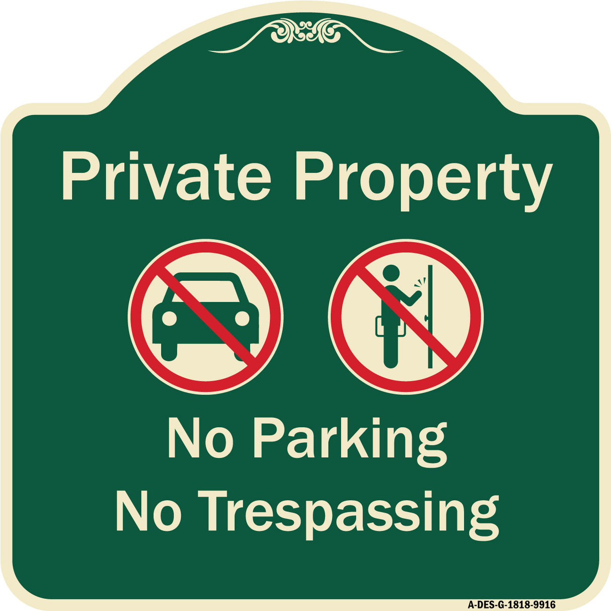 Private Property No Parking Or Trespassing With Symbols