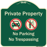 Private Property No Parking Or Trespassing With Symbols