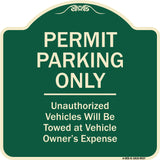 Permit Parking Only Unauthorized Vehicles Will Be Towed At Vehicle Owner's Expense
