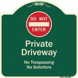 Do Not Enter Private Driveway No Trespassing Or Solicitors With Symbol