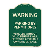 Warning Parking by Permit Only Vehicles Without Valid Permits Will Be Towed at Vehicle Owner's Expense
