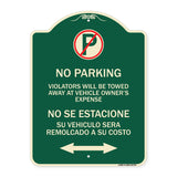 Violators Will Be Towed Away at Vehicle Owners Expense With Symbol No Se Extacione Su Vehiculo Sera Remolcado a Costa Suyo