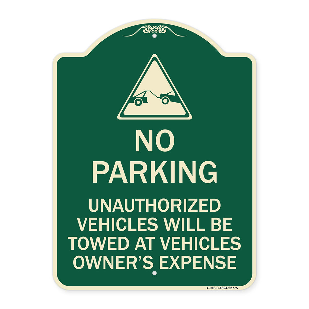 Unauthorized Vehicles Towed at Owner Expense with Graphic