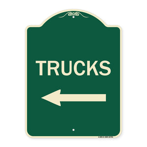 Trucks Sign Trucks (With Left Arrow)