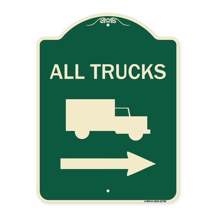 Trucks Sign All Trucks (With Truck Symbol & Right Arrow)