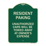 Tow Away Sign Resident Parking Unauthorized Cars Will Be Towed Away at Owner's Expense
