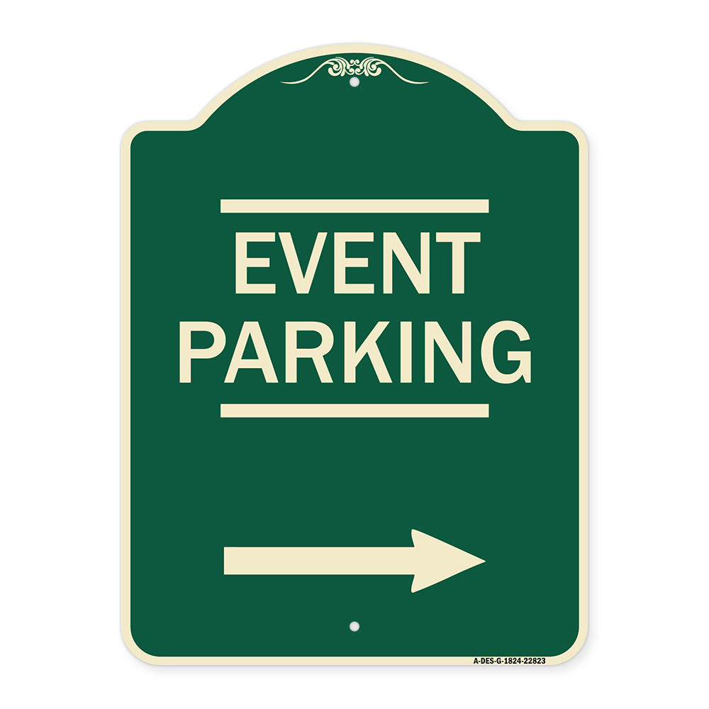 Thanks for Coming Turn Right for Exit Event Parking with Right Arrow