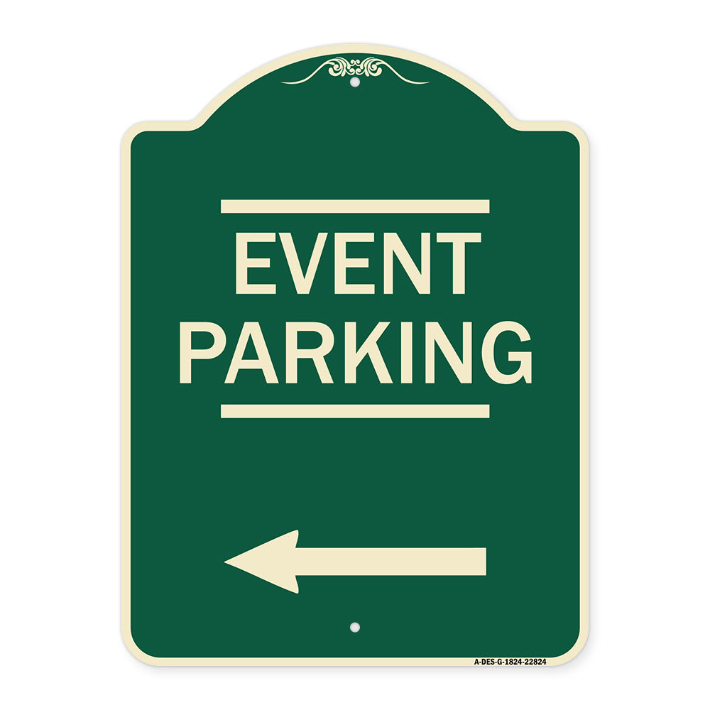 Thanks for Coming Turn Right for Exit Event Parking with Left Arrow