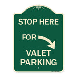 Stop Here for Valet Parking (Right Arrow)