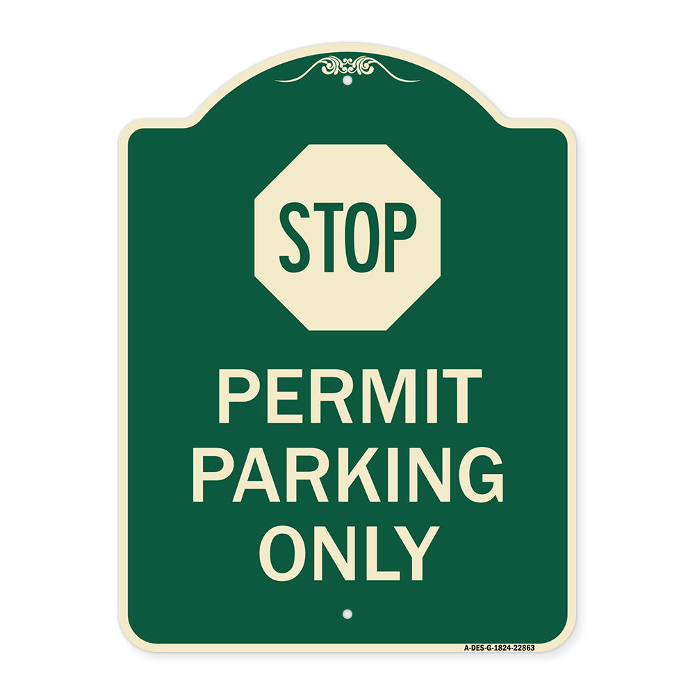Stop - Permit Parking Only (With Stop Symbol)