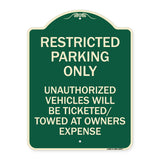 Restricted Parking Only Unauthorized Vehicles Will Be Ticketed Towed at Owners Expense